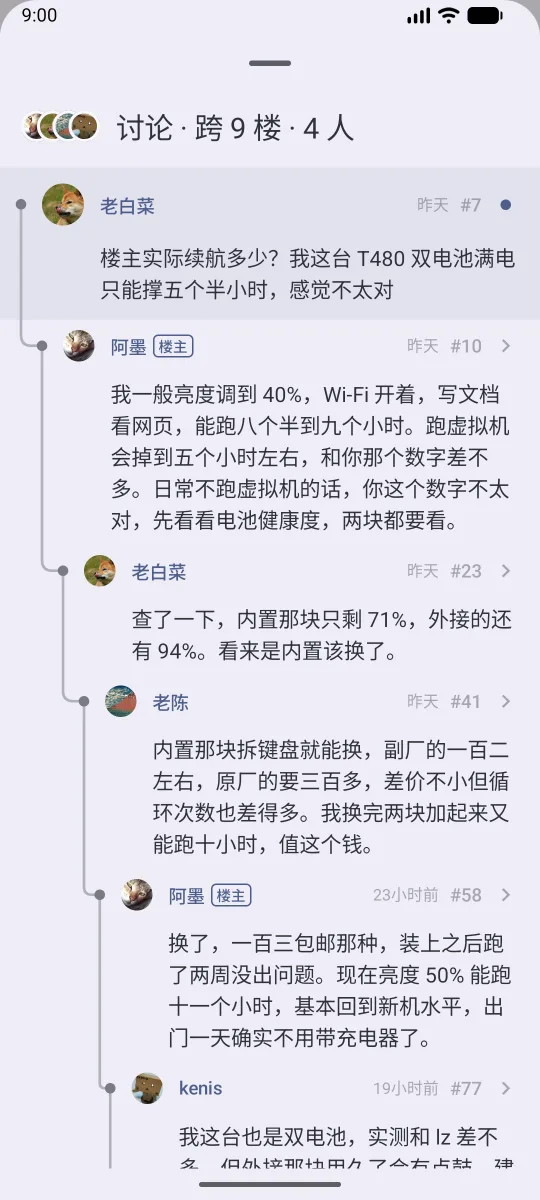 讨论:一条回复链